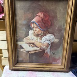 This item is a collectible framed art print by artist Sandra Kuck, often titled "Country School Girl" or part of a prairie-themed