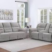 New Reclining Couch / Love Seat.  Grey Chenille Fabric.  Free Delivery!