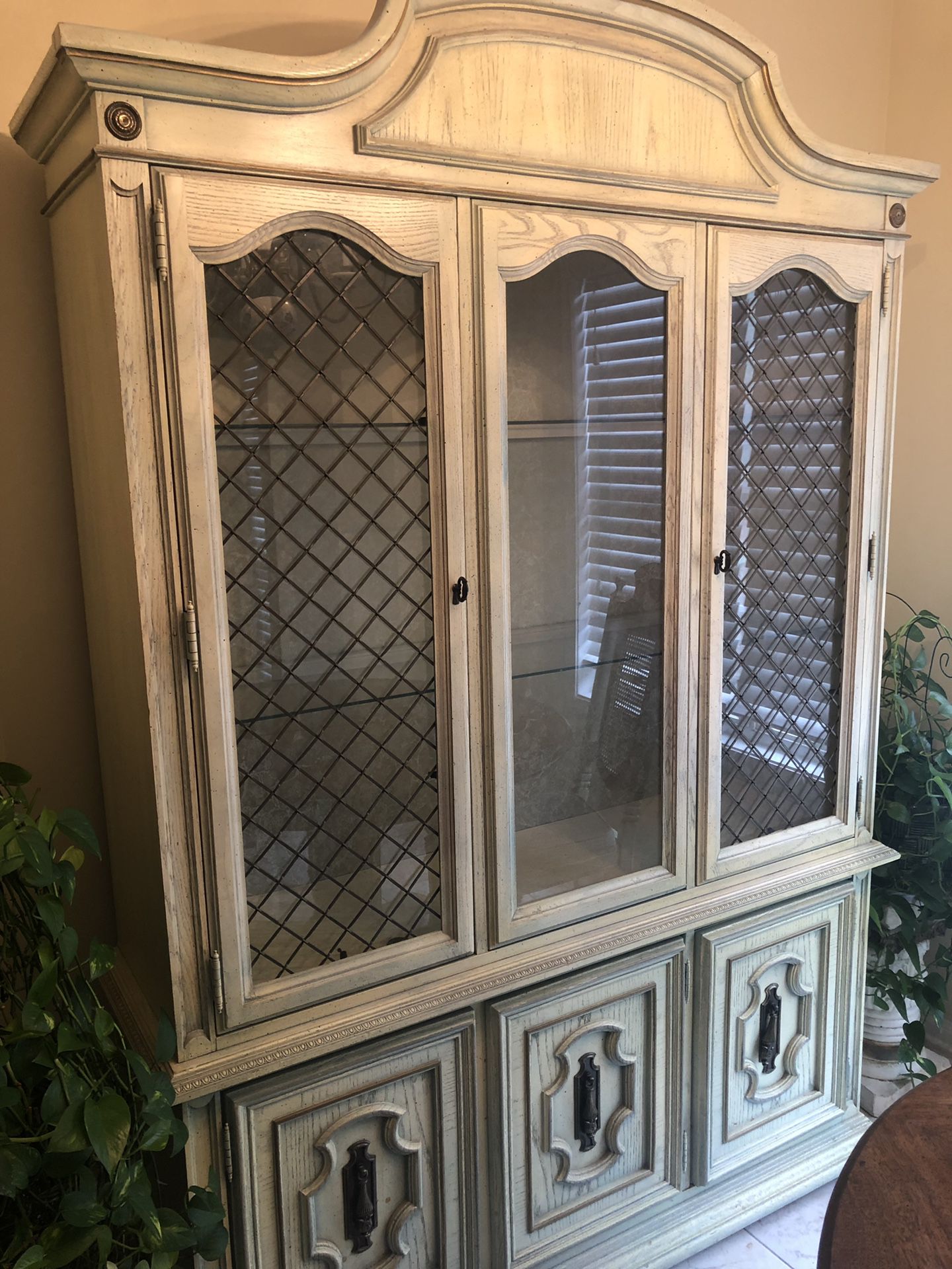 Free China Cabinet & Expandable Dining Table with 4 Chairs
