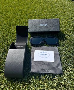 Prada Black Rectangle Sunglasses with Full Set