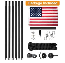 25FT Heavy Duty Flagpole Kit for Outside House, 2.1" Bottom Tube, Tapered Aluminum Pole with All Hardware & 3x5 US Flag  (25FT, Black)