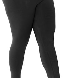 MissKey Women's Plus Size Knee Length and Full Length Leggings Soft like Corton 2XL