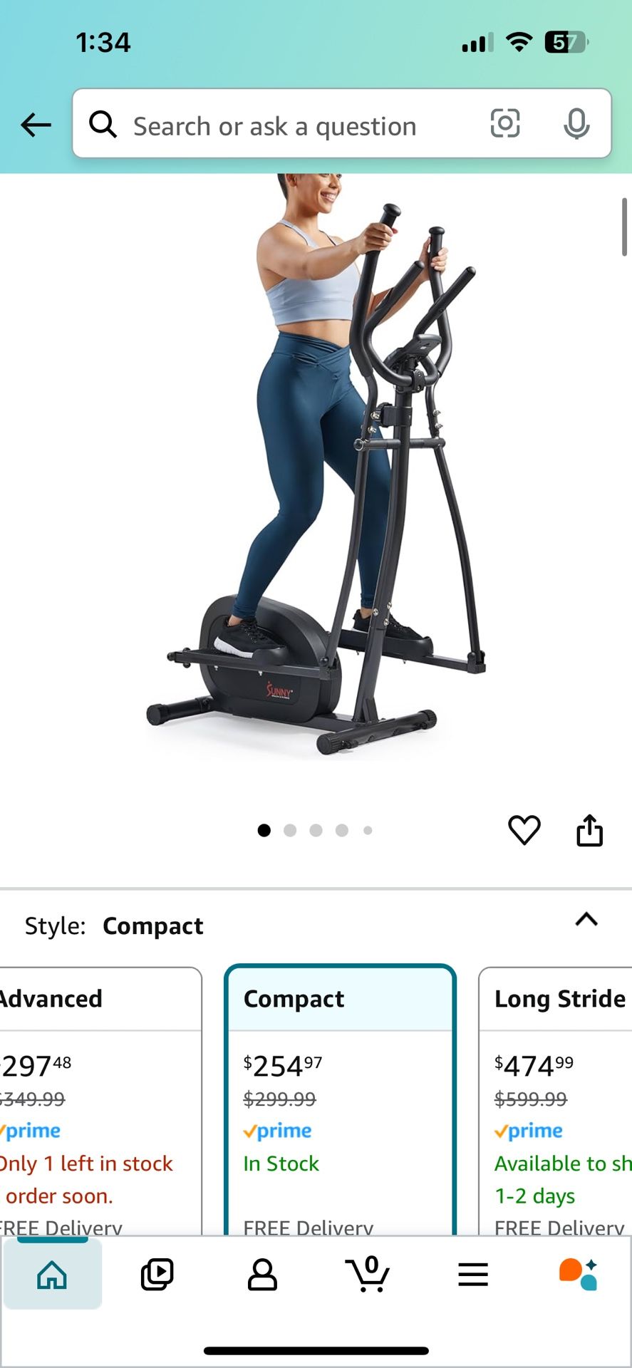 Sunny Health & Fitness 2-in-1 Smart Upright Elliptical Full-Body Exerciser w/Pulse Sensors, Home Cross-Training Cardio Workout Machine,