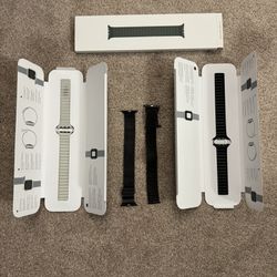 Original Apple Watch Series 7-9 leather bands used . 45MM size M/L white & Seqouia Green $65 For All bands