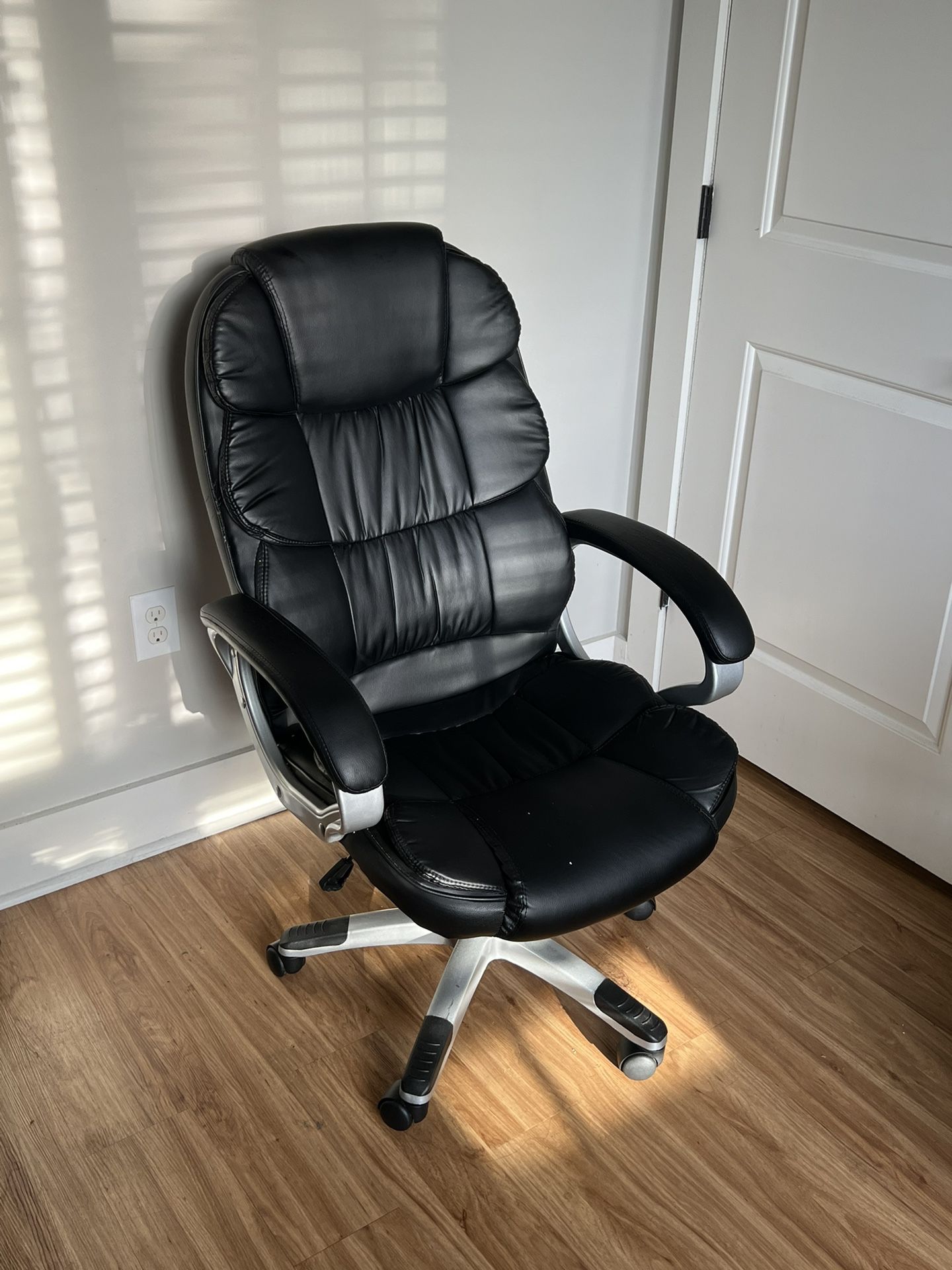 Black Office Chair with Padding and Lumbar Support