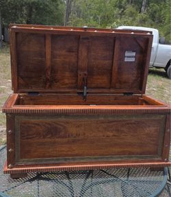 Pier 1 Imports Handcrafted Brass Detailed Mango Wood Trunk