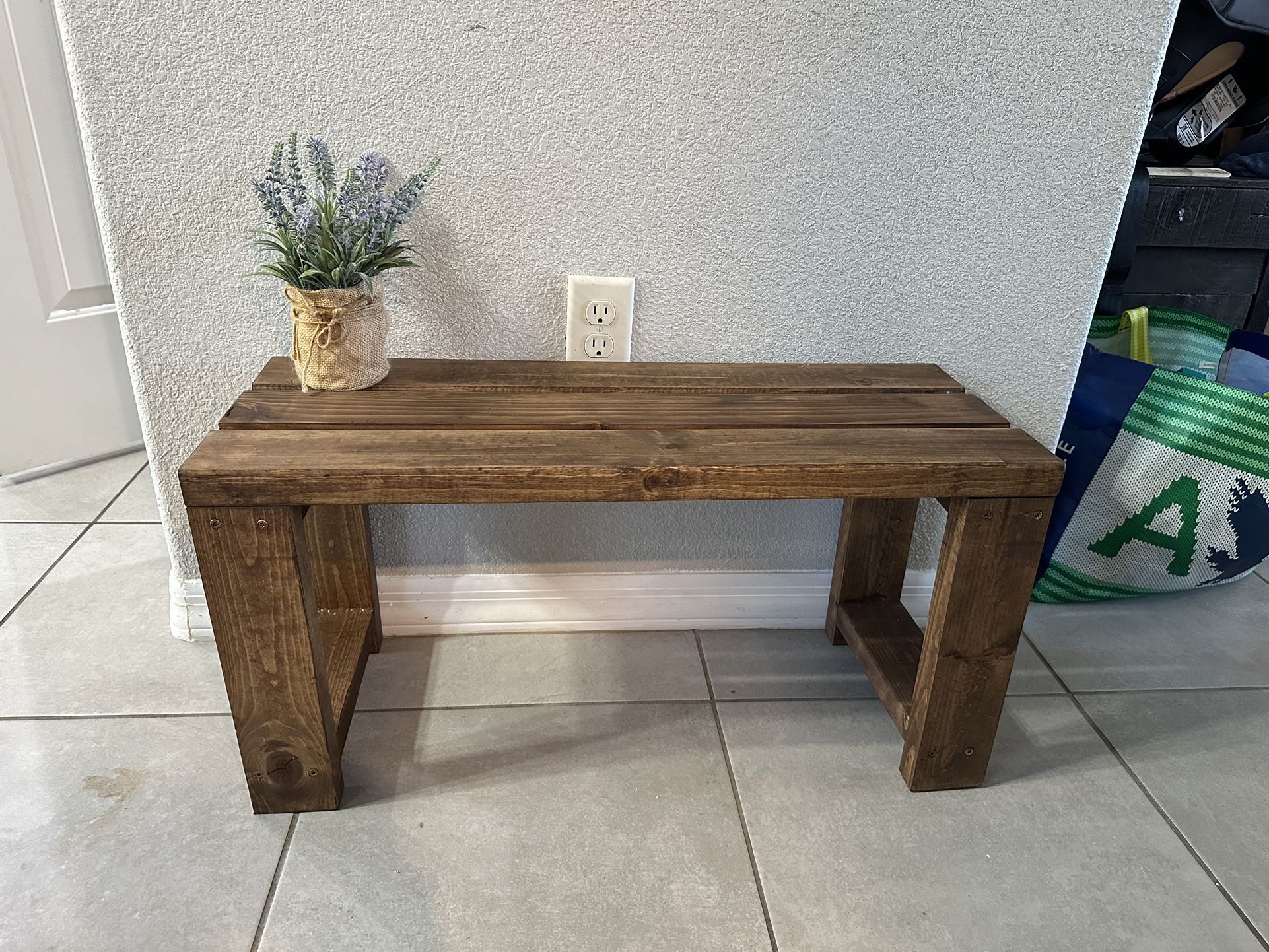 Custom Made Rustic Wooden Bench (Burned, or stained Walnut)