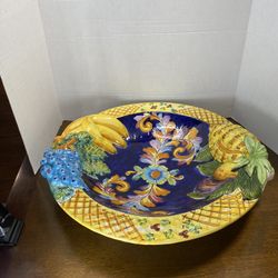 Large Sorrento Italian Ceramic Fruit Bowl Hand painted With Vibrant Colors 