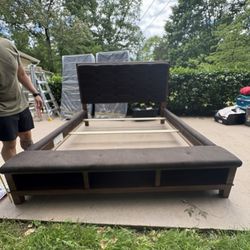 King Padded Bed Frame With Box Spring 