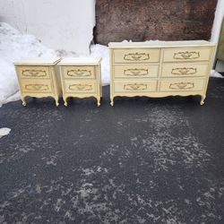 French Provincial Vintage Dresser with matching Nightstands