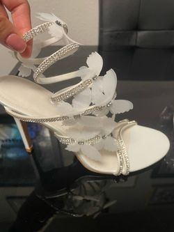 White heel with butterflies
