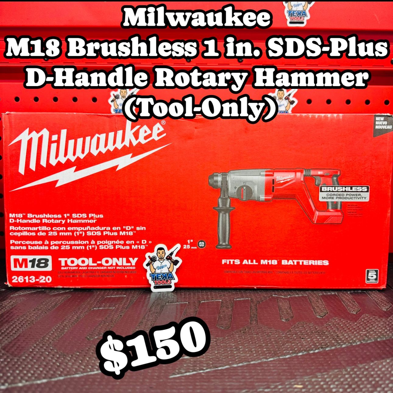 Milwaukee M18 18V Lithium-Ion Brushless Cordless 1 in. SDS-Plus D-Handle Rotary Hammer (Tool-Only)