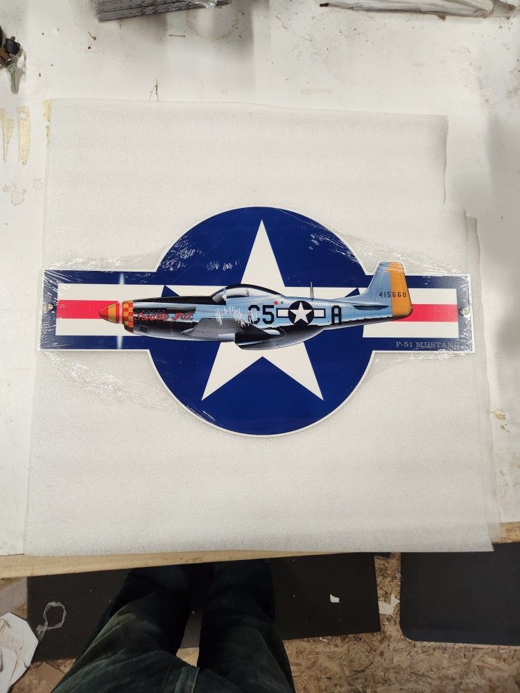 WWII P51 Mustang Fighter Plane Steel Metal Sign