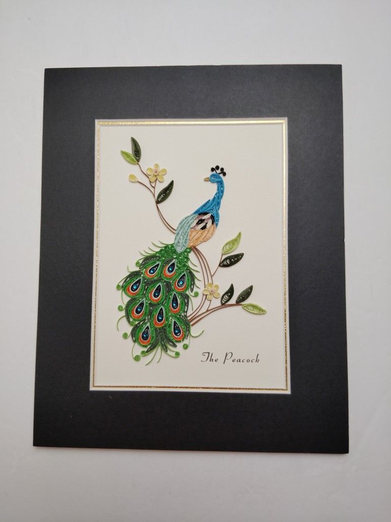 The Peacock Handmade Asian Paper Quilling 8" x 11" by Vietnet
