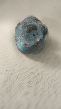 Handmade Resin Duck Figurine Black Glitter And Blue And Silver Confetti