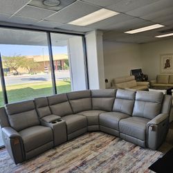 6-pc Leather Sectional Sofa-Addyson 