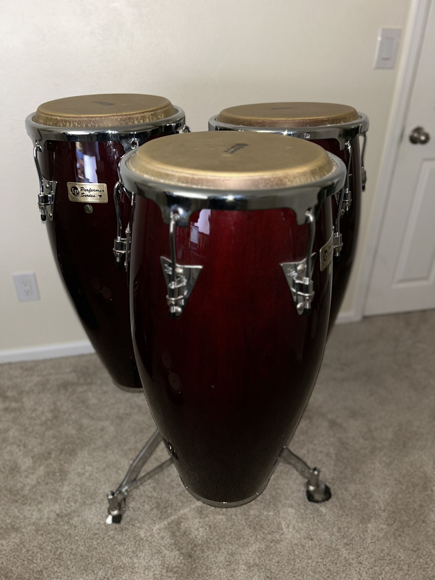 Latin Percussion Triple Conga Set – LP Performer Series – Like New + LP Triple Stand – $1,600 OBO 🎶