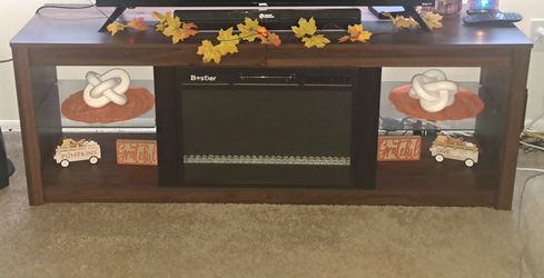 TV stand with lights and heater