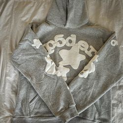 Brand New Grey Sp5der Hoodie Size Medium