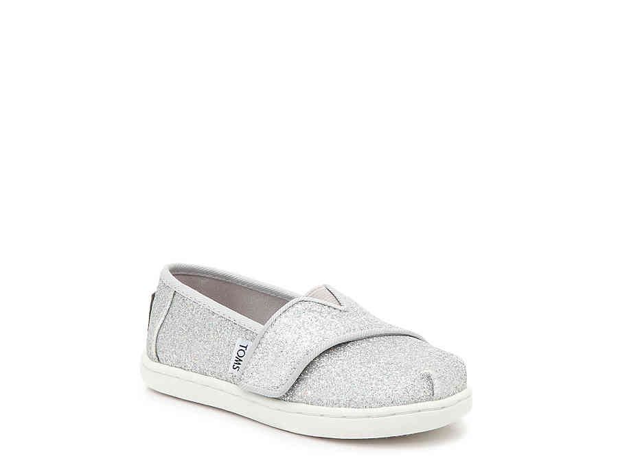 baby toms glitter white shoes