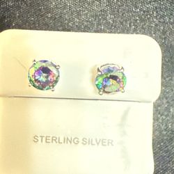 Watermelon Tourmaline Moissanite Studs