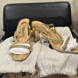 WOMENS BARED FOOTWEAR SIZE EU-39 USA-8-81/2 BUNT GOLD LEATHER