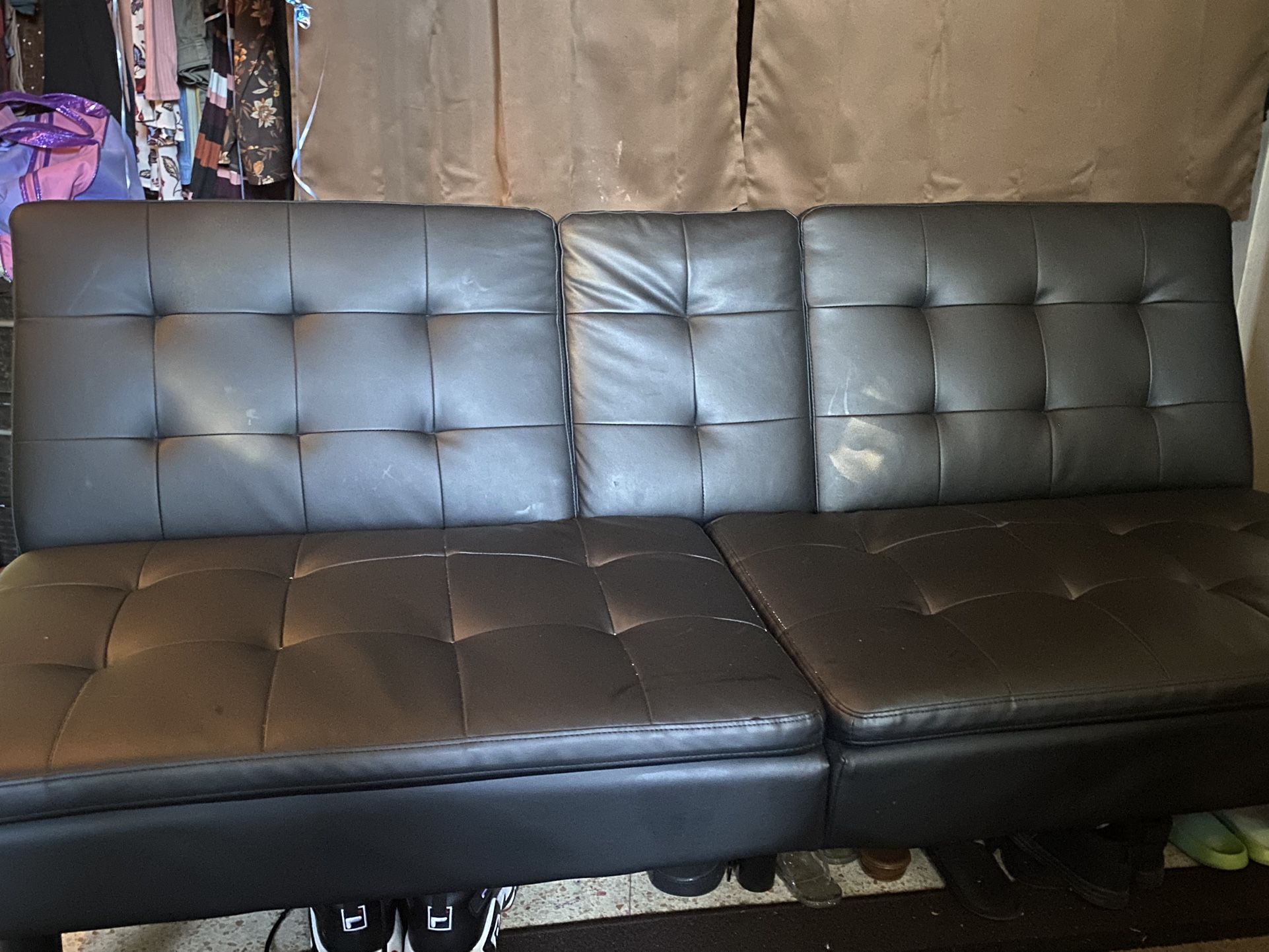 Futon Couch Black Leather