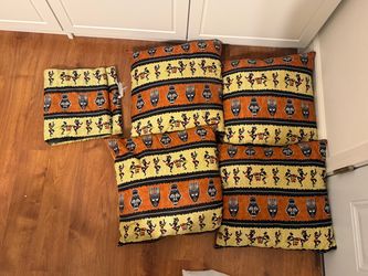 African Print Throw Pillow Set with table runner