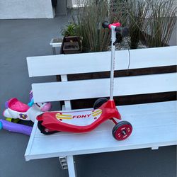 Bravo FDNY Safe Start 3-Wheel Kids Electric Scooter.