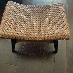 Foot Stool, Small Wicker Bench