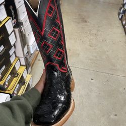 Black Ostrich Boots For Men