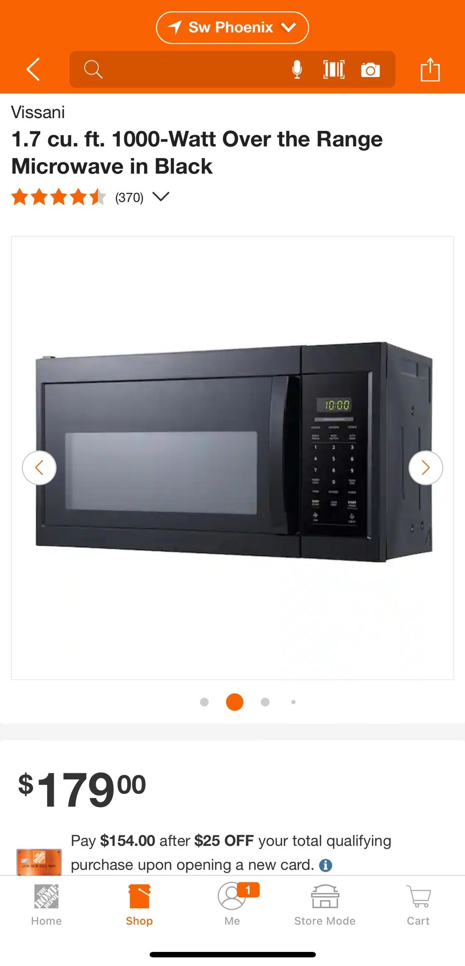over the range microwave 1.7 cu (As is)