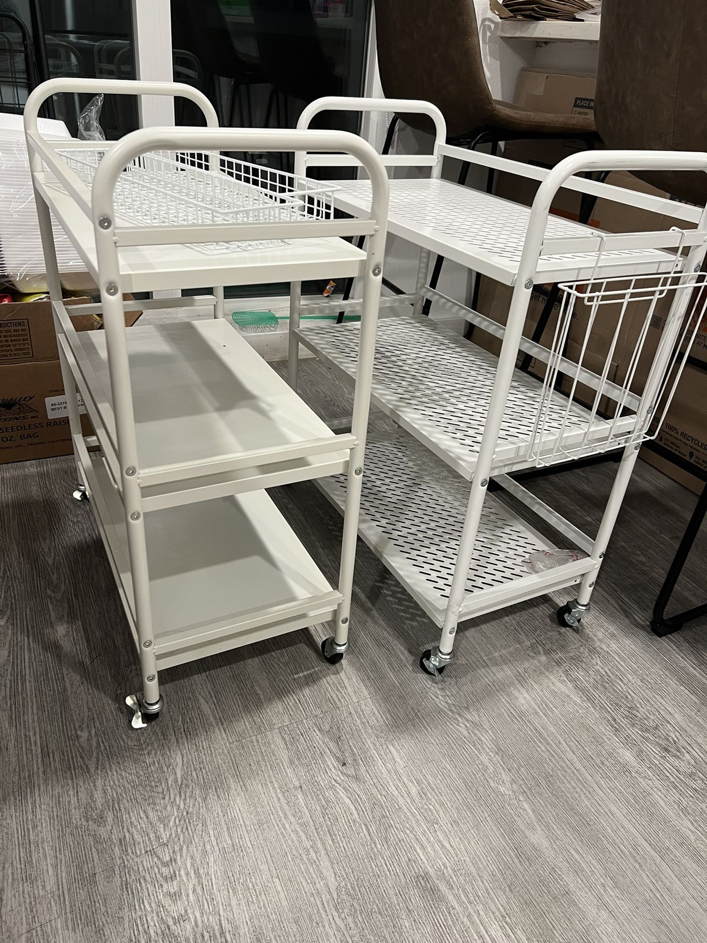 HDANI 3 Tier Metal Utility Multipurpose Rolling Cart, Large Capacity Heavy Duty With Lockable Wheels for Home, Office, Kitchen, Bathroom, Bedroom (Whi