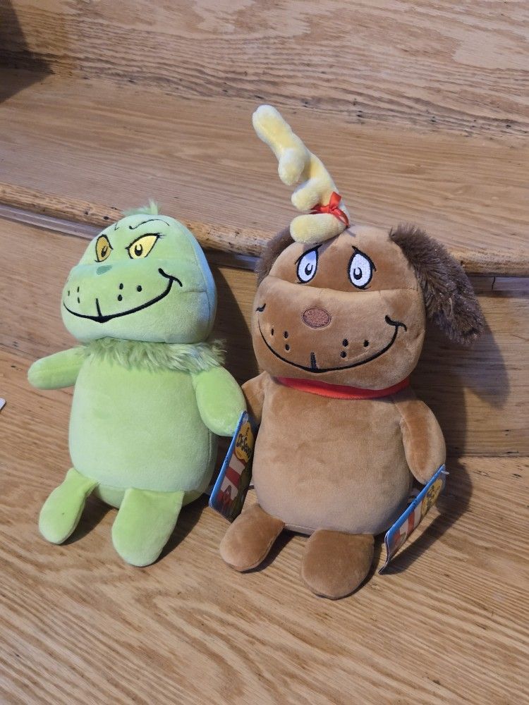 Dr. Seuss Grinch & Max Plush Squishy Soft Cuddly Comfy Figures Combo Set