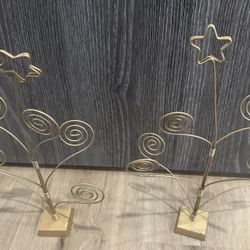 Set Of 2 Christmas Card Photo Holder Tree with Star On Top