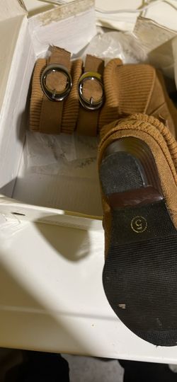 Tan Suede Buckle Strap Sandals Size 5