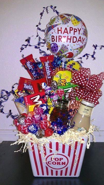 Birthday  Basket  Candy  And  Coffee And  Tea 