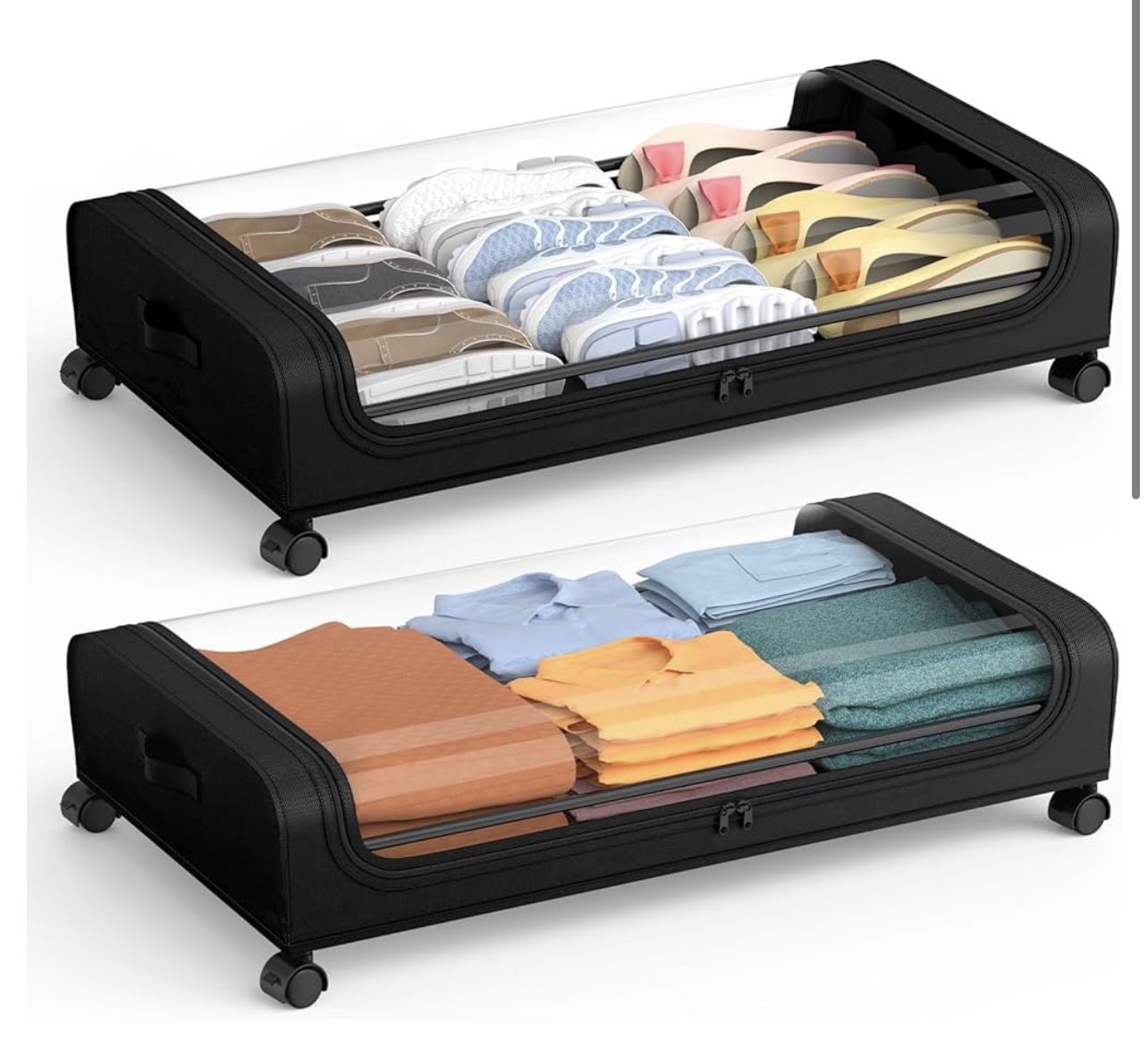 Under Bed Storage with Wheels and Lid, Under Bed Rolling Storage with XXL Large Capacity, Under the Bed Storage for Bedroom Under Bed Storage Containe