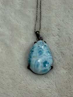 🌊 Genuine Larimar Crystal Pendant Necklace 🌊 💎 Real Larimar Stone | Ocean Blue Statement Piece | Includes Chain