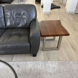 Top Grain Leather Loveseat And 2 Restoration Hardware End Tables