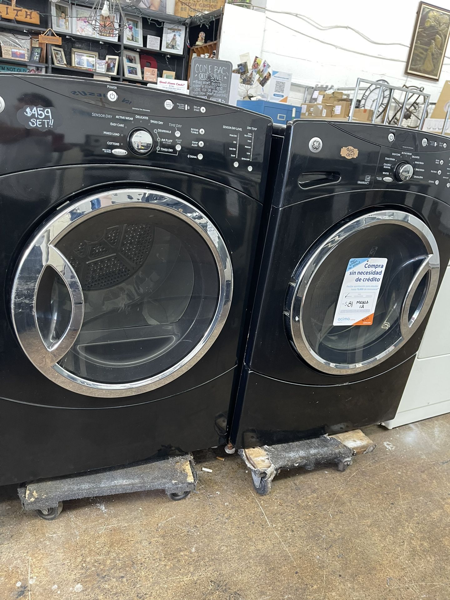 GE Black Front Load Stackable Washer Dryer Set! Take Home for $53 Down! 100% Guaranteed!