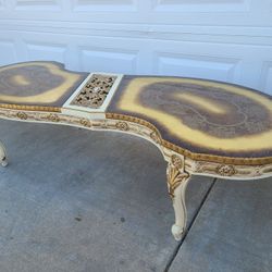 Vintage Hollywood regency table glass top