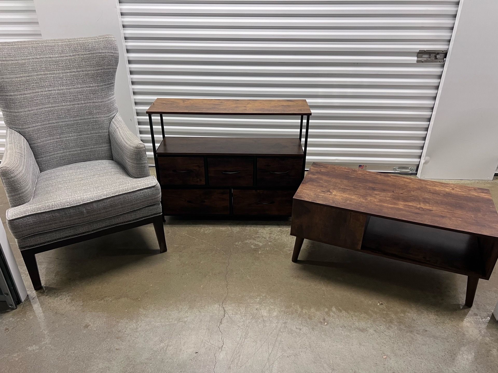 Reading Chair/Tv Stand w Drawers/Coffee Table Bundle
