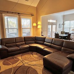Brown Leather Sectional With Chaise