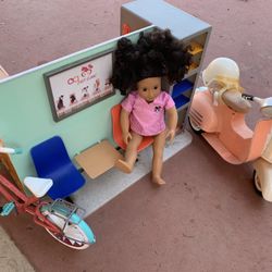 Our Generation 18 Inch Doll Vet Clinic Bike And Motorcycle
