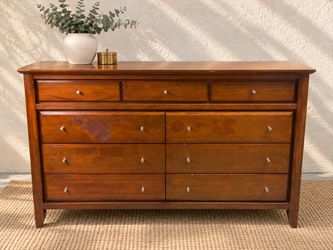 Warm Walnut Nine-Drawer Dresser | Mid-Century Modern Storage Chest
