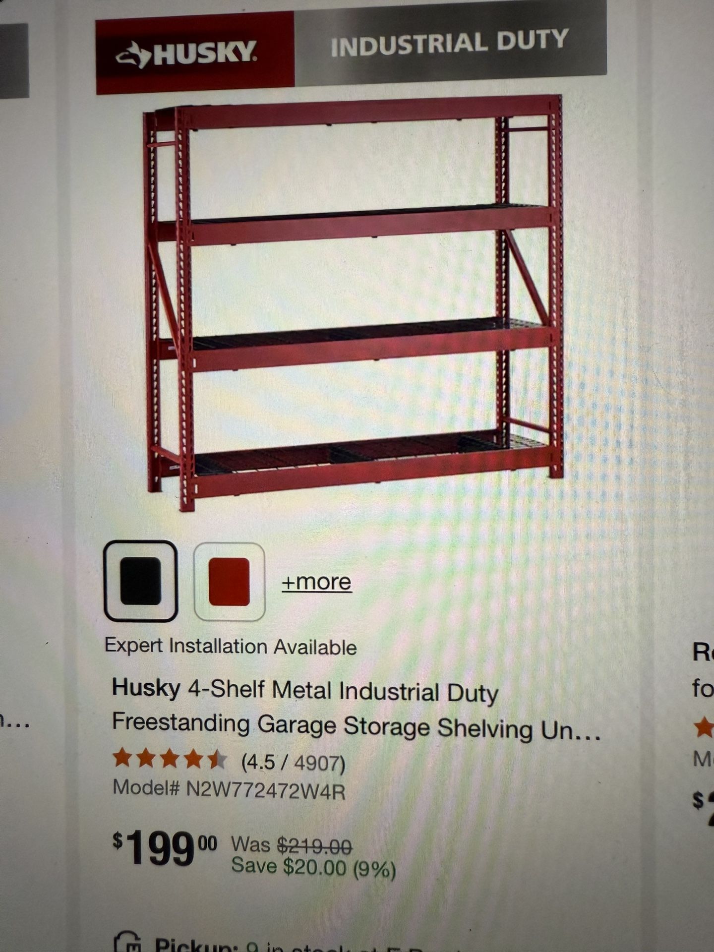 Husky Red Garage Rack $100.00
