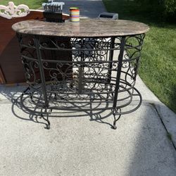 Cast Iron Marble Top Wine Rack