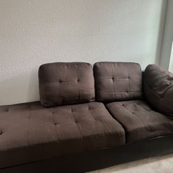 Brown Sofa With Ottoman