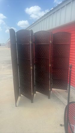 4-Panel Woven Room Divider Privacy Screen